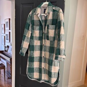 GAP Checkered Green and Cream Shirt Jacket